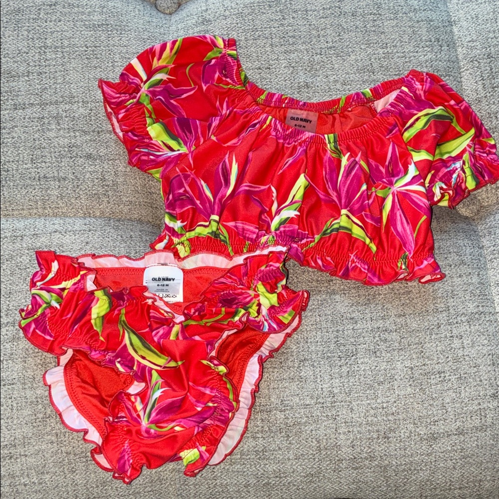 Old Navy Kids Swim Bikini - Bright Red and Lime